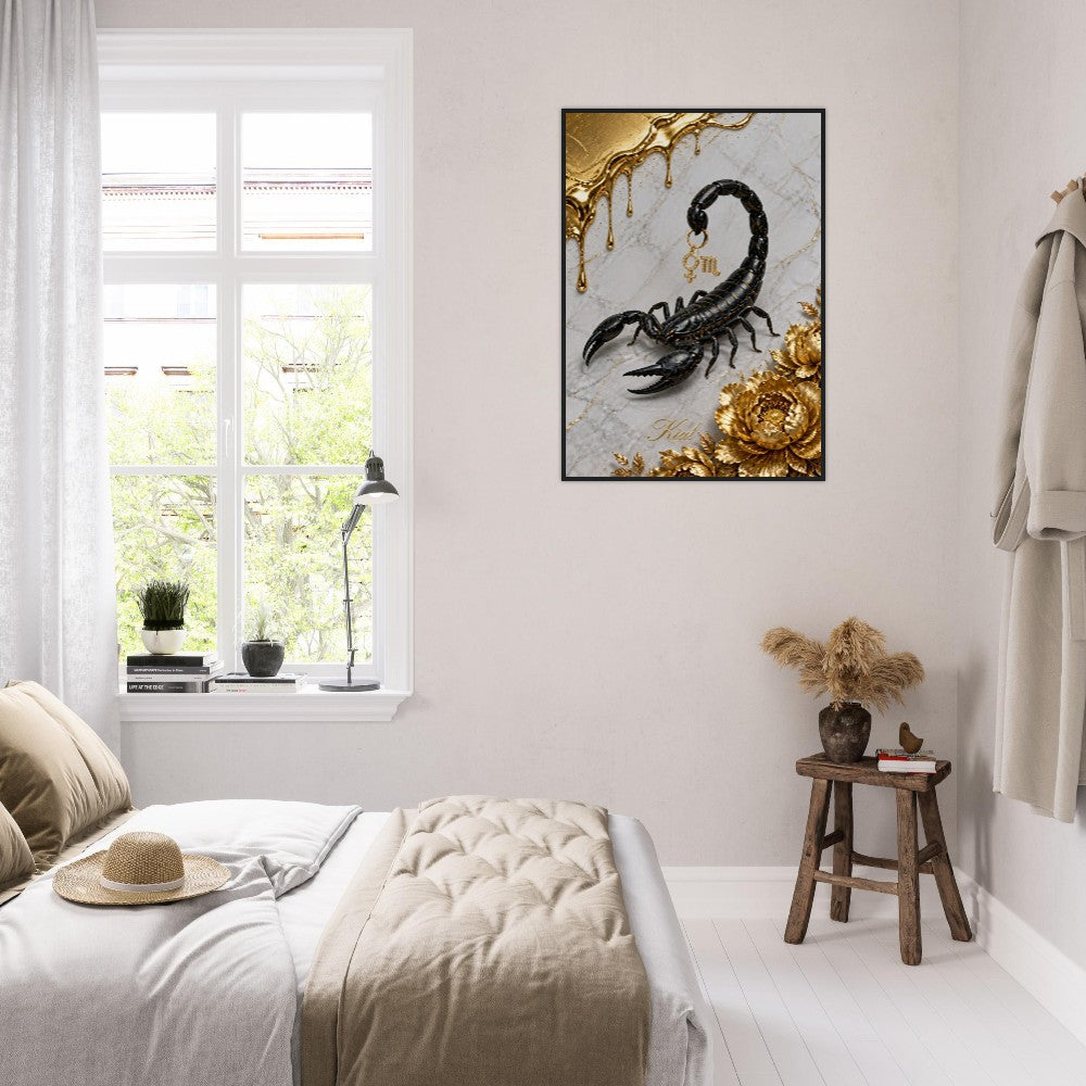 Scorpio Zodiac Scorpion Poster, Gold Wall Art, Zodiac Gift for Her, Danish Art Studio
