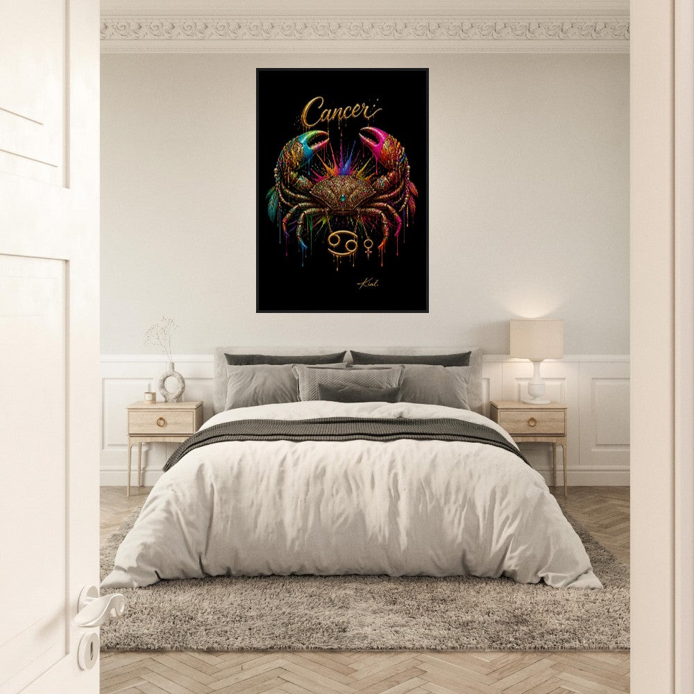 Krebs Neon Sternzeichen Krabben Poster, Bunte Wandkunst, Künstlerische Astrologie Leinwand, Sternzeichen Geschenk für Sie, Dänisches Kunststudio