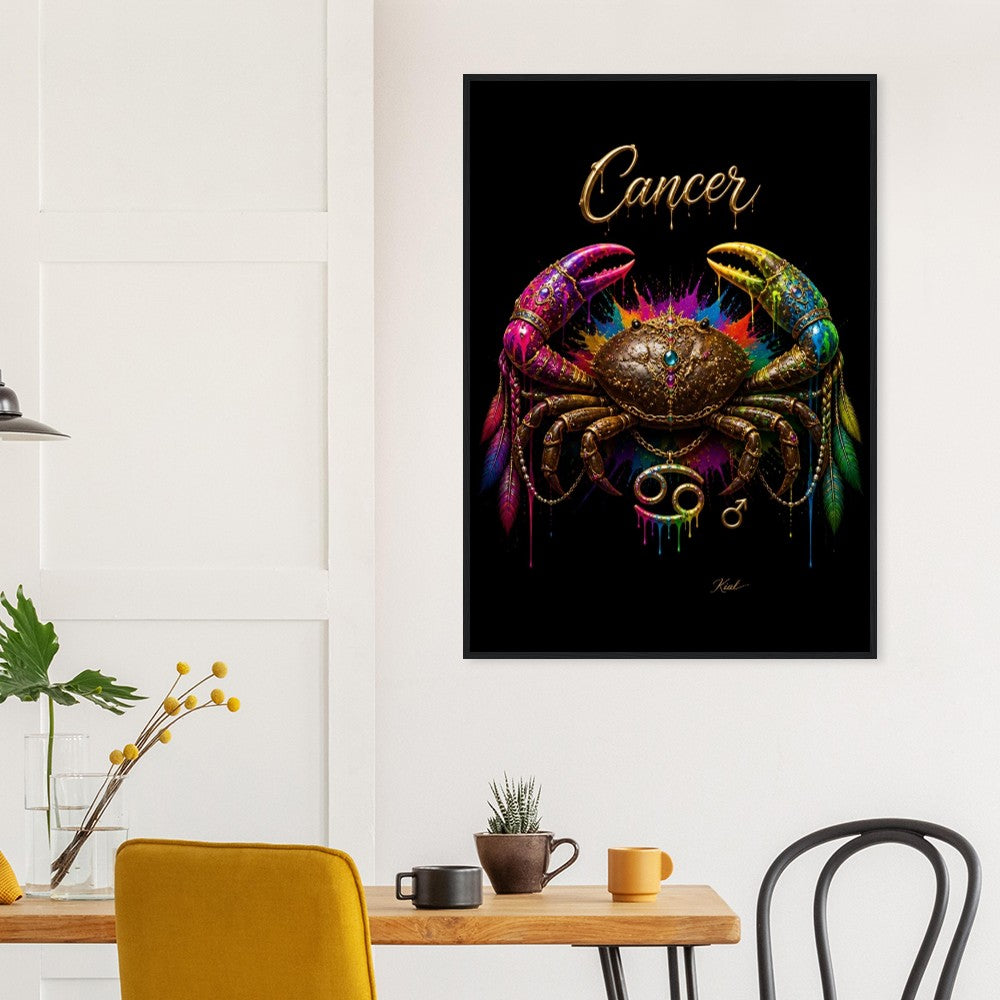 Krebs Neon Sternzeichen Krabben Poster, Bunte Wandkunst, Künstlerische Astrologie Leinwand, Sternzeichen Geschenk für Ihn, Danish Art Studio