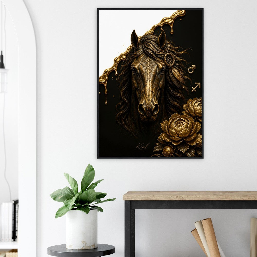 Sagittarius Zodiac Horse Poster, Gold Wall Art, Zodiac Gift for Him, Danish Art Studio