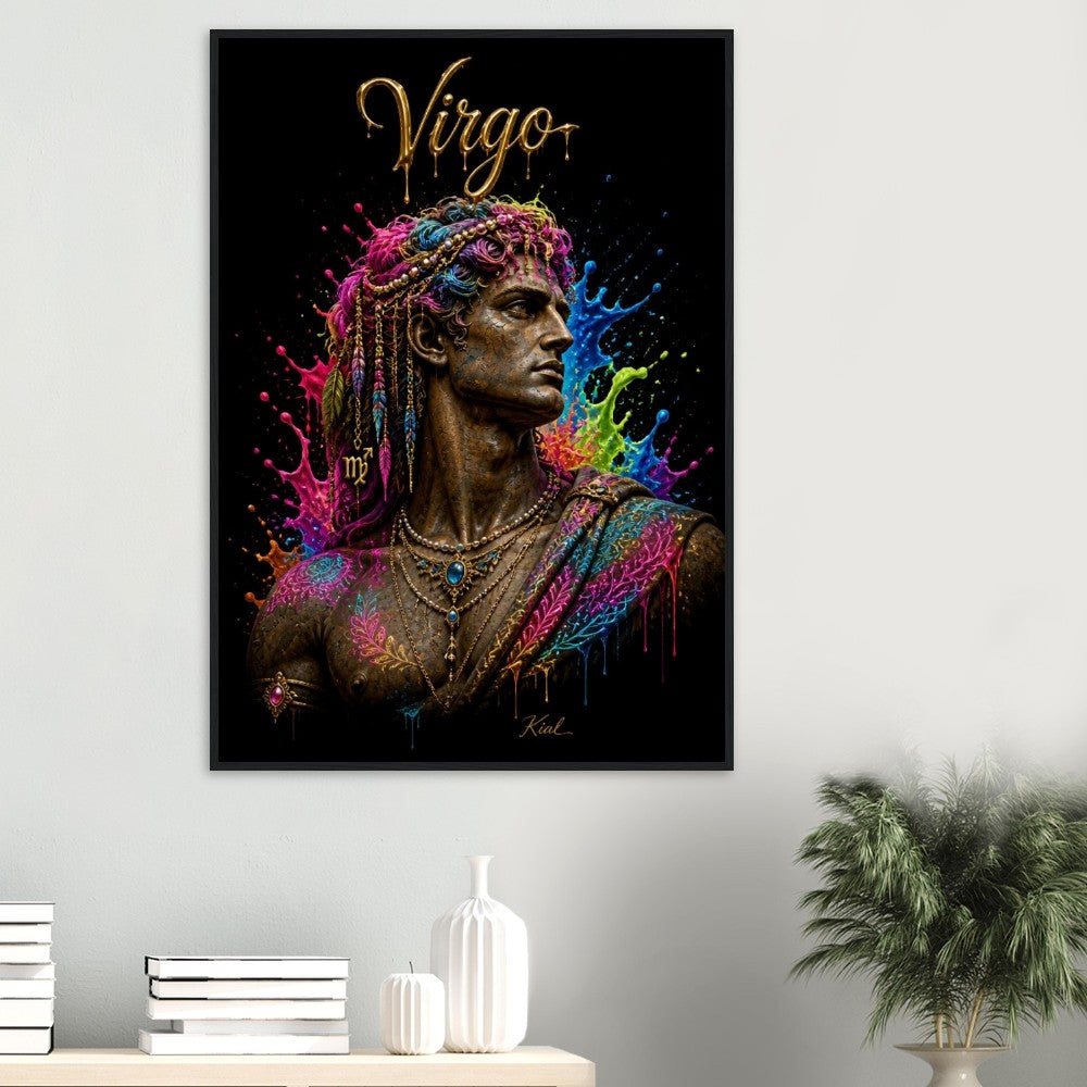 Virgo Neon Zodiac Maiden Poster, Colorful Wall Art, Artistic Astrology Canvas, Zodiac Gift for Him, Danish Art Studio