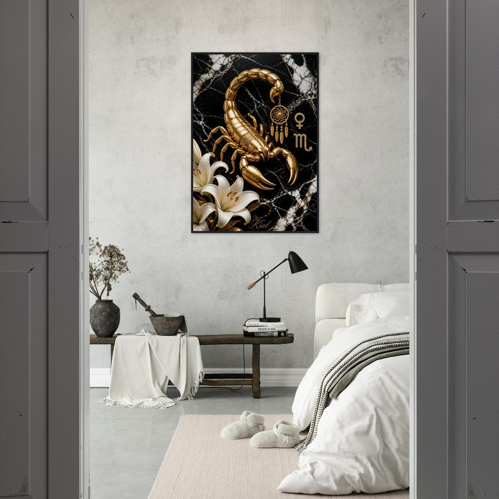 Scorpio Zodiac Scorpion Poster, Gold Wall Art, Zodiac Gift for Her, Danish Art Studio