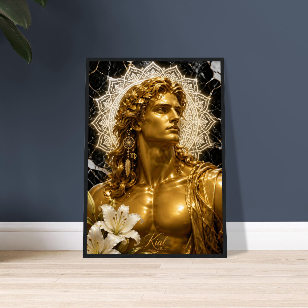 Virgo Zodiac Maiden Poster, Gold Wall Art, Astrology Canvas, Maiden Portrait, Zodiac Gift for Him, Danish Art Studio