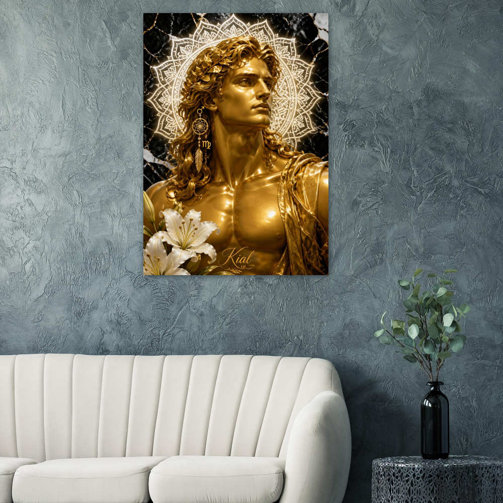 Virgo Zodiac Maiden Poster, Gold Wall Art, Astrology Canvas, Maiden Portrait, Zodiac Gift for Him, Danish Art Studio