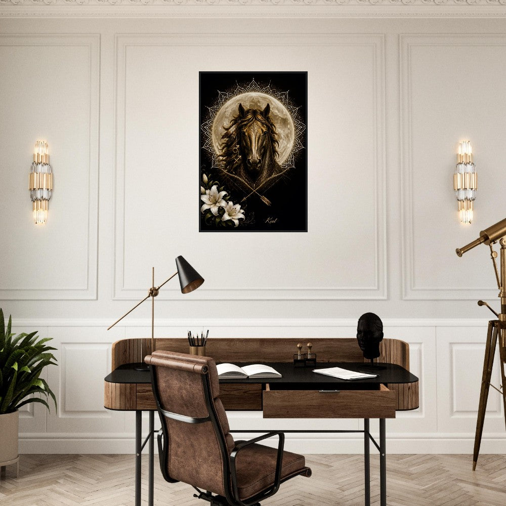 Sagittarius Zodiac Horse Poster, Gold Wall Art, Zodiac Gift for Him, Danish Art Studio