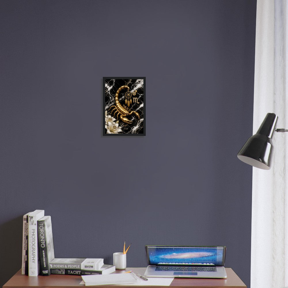 Scorpio Zodiac Scorpion Poster, Gold Wall Art, Zodiac Gift for Him, Danish Art Studio