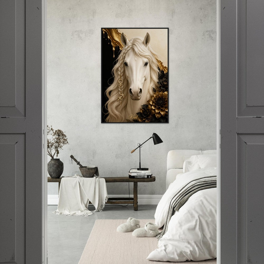 Sagittarius Zodiac Horse Poster, Gold Wall Art, Zodiac Gift for Her, Danish Art Studio