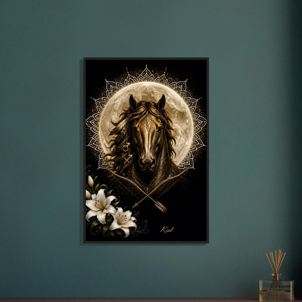 Sagittarius Zodiac Horse Poster, Gold Wall Art, Zodiac Gift for Him, Danish Art Studio