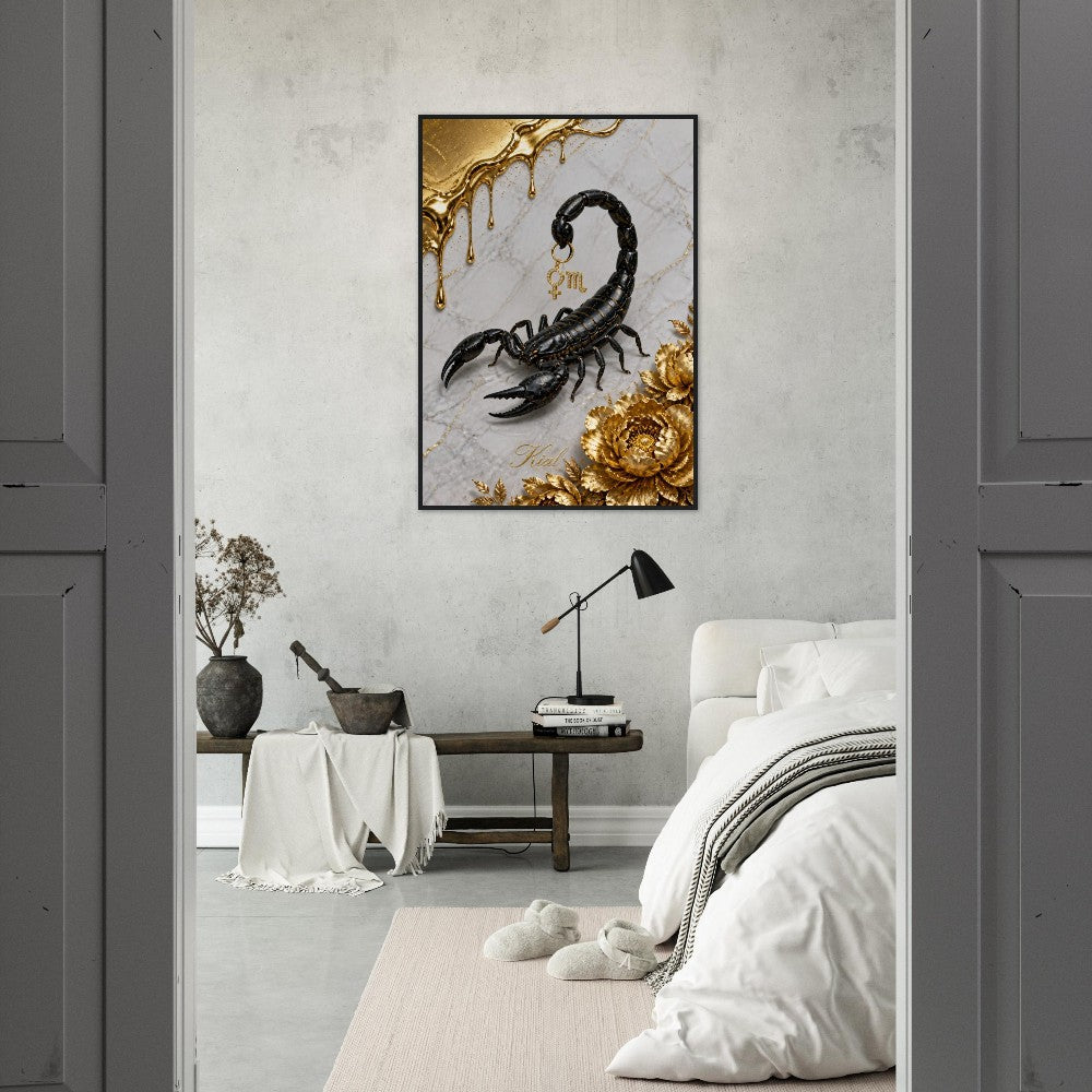 Scorpio Zodiac Scorpion Poster, Gold Wall Art, Zodiac Gift for Her, Danish Art Studio