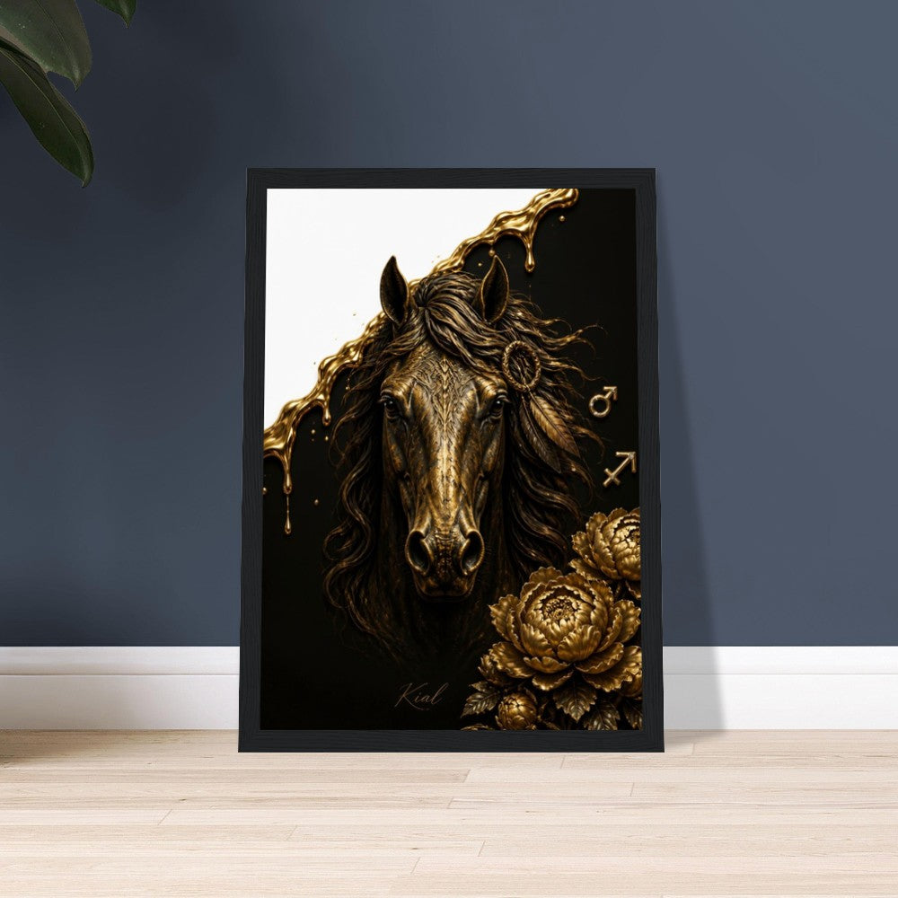 Sagittarius Zodiac Horse Poster, Gold Wall Art, Zodiac Gift for Him, Danish Art Studio