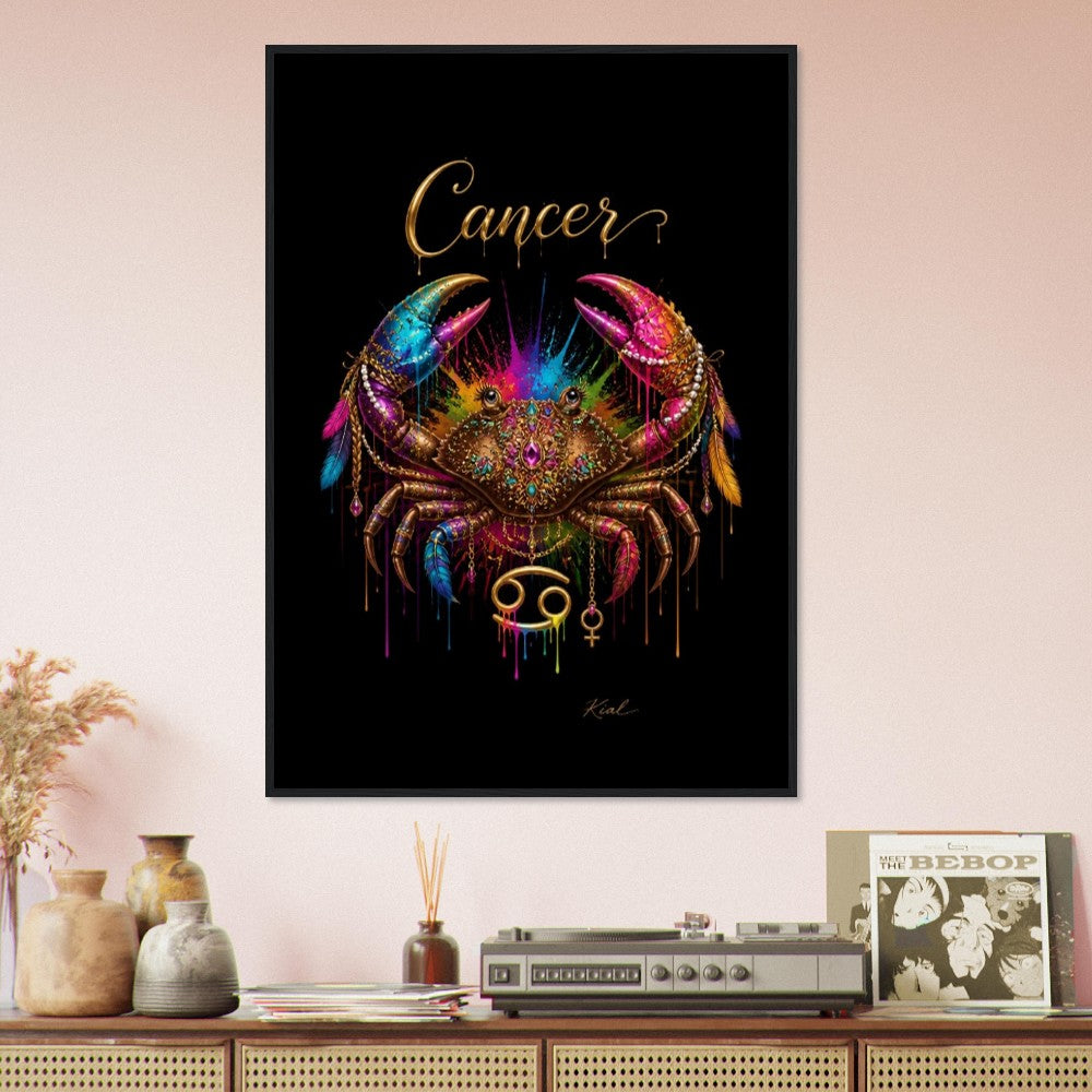 Krebs Neon Sternzeichen Krabben Poster, Bunte Wandkunst, Künstlerische Astrologie Leinwand, Sternzeichen Geschenk für Sie, Dänisches Kunststudio