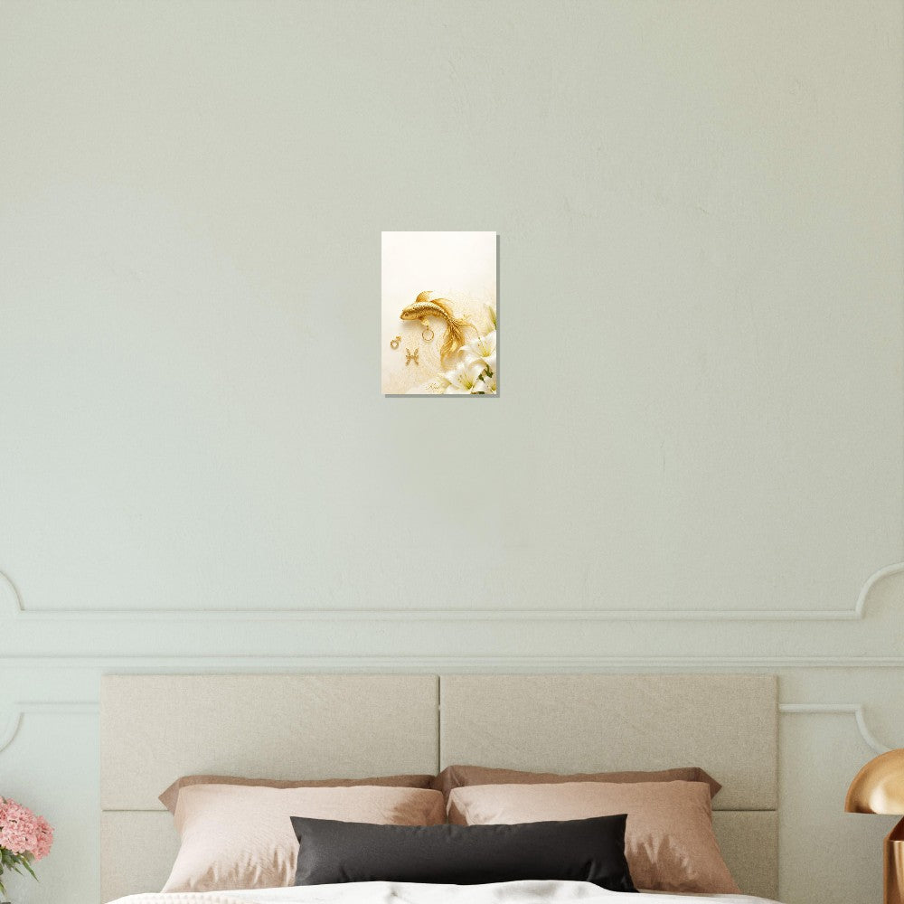 Pisces Zodiac Koi Poster, Gold Wall Art, Astrology Canvas, Koi Portrait, Zodiac Gift for Him, Danish Art Studio