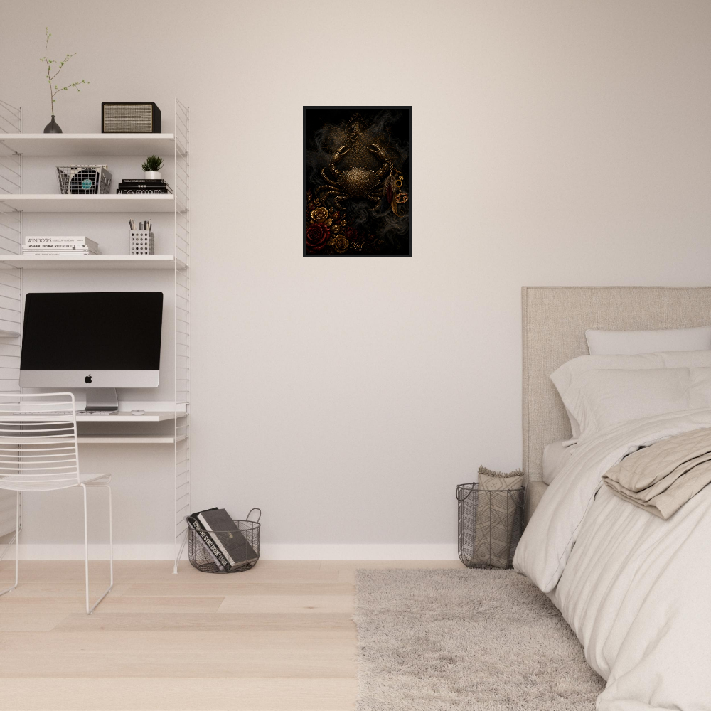 Cancer Zodiac Crab Poster, Gold Wall Art, Astrology Canvas, Crab Portrait, Zodiac Gift for Him, Danish Art Studio