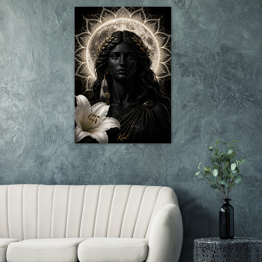 Virgo Zodiac Maiden Poster, Gold Wall Art, Astrology Canvas, Maiden Portrait, Zodiac Gift for Her, Danish Art Studio