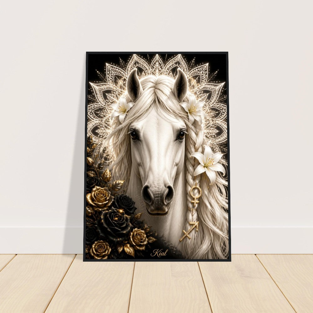 Sagittarius Zodiac Horse Poster, Gold Wall Art, Zodiac Gift for Her, Danish Art Studio