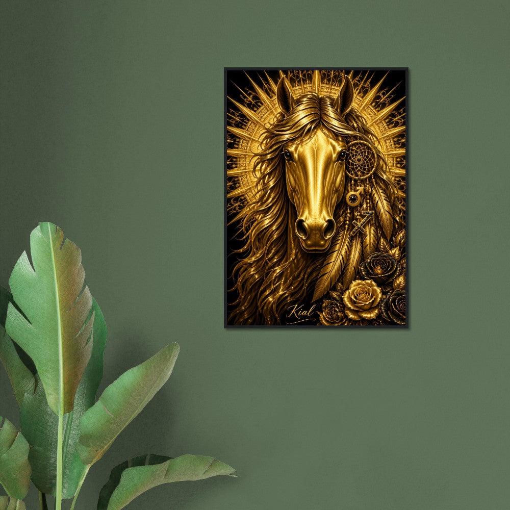 Sagittarius Zodiac Horse Poster, Gold Wall Art, Zodiac Gift for Him, Danish Art Studio