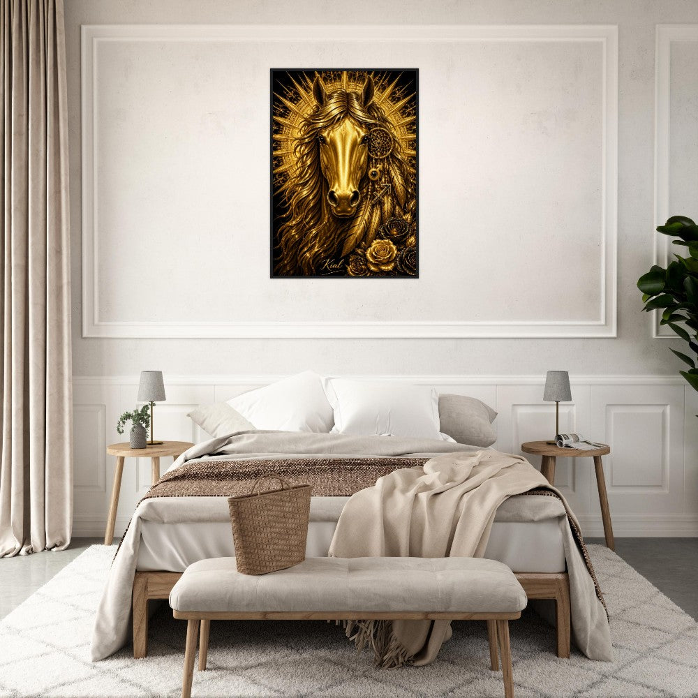Sagittarius Zodiac Horse Poster, Gold Wall Art, Zodiac Gift for Him, Danish Art Studio
