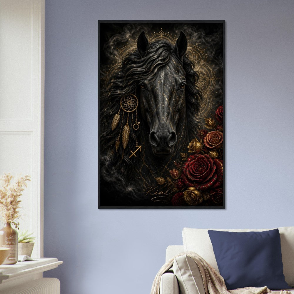 Sagittarius Zodiac Horse Poster, Gold Wall Art, Zodiac Gift for Him, Danish Art Studio