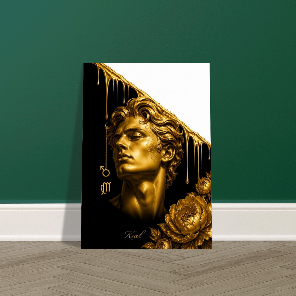 Virgo Zodiac Maiden Poster, Gold Wall Art, Astrology Canvas, Maiden Portrait, Zodiac Gift for Him, Danish Art Studio