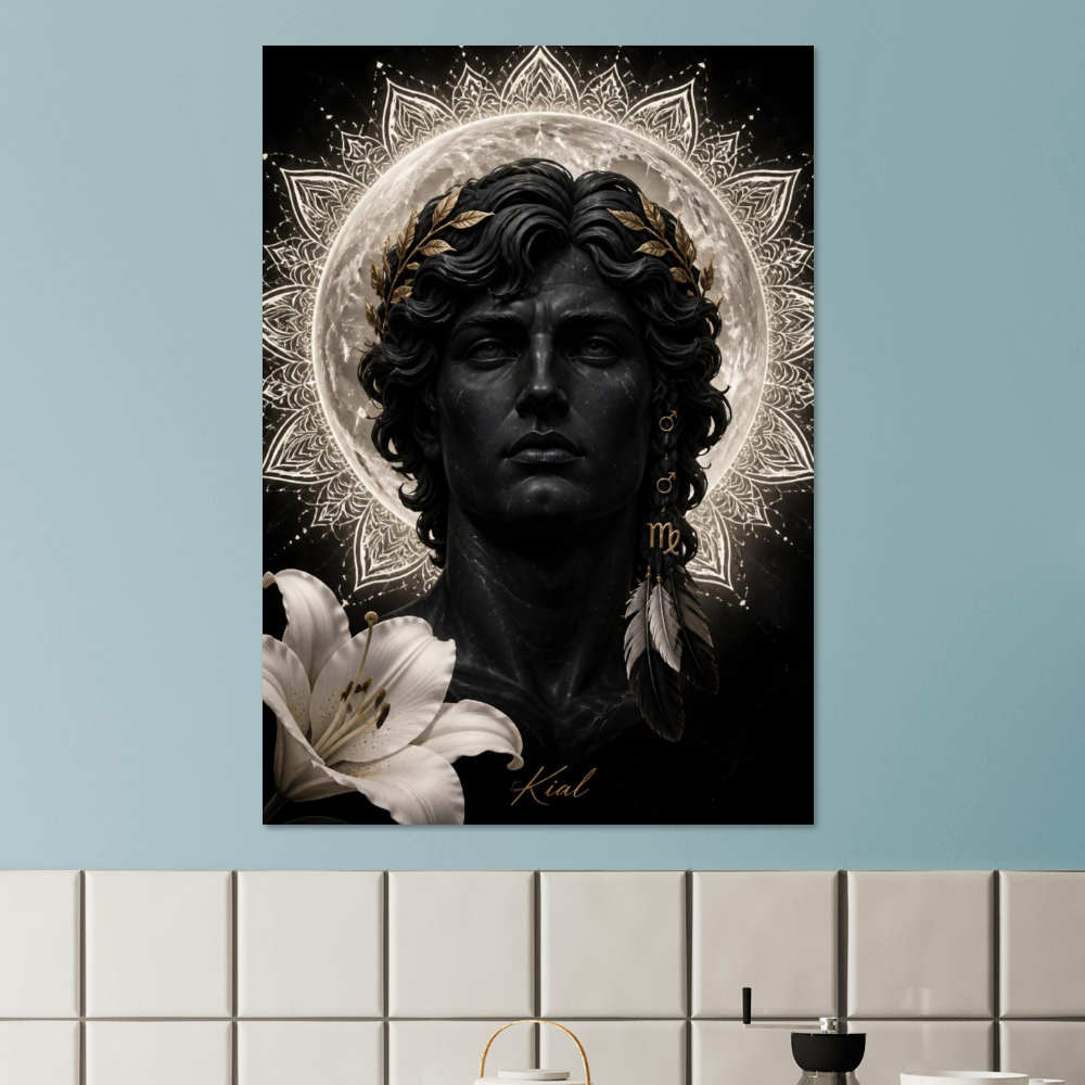 Virgo Zodiac Maiden Poster, Gold Wall Art, Astrology Canvas, Maiden Portrait, Zodiac Gift for Him, Danish Art Studio