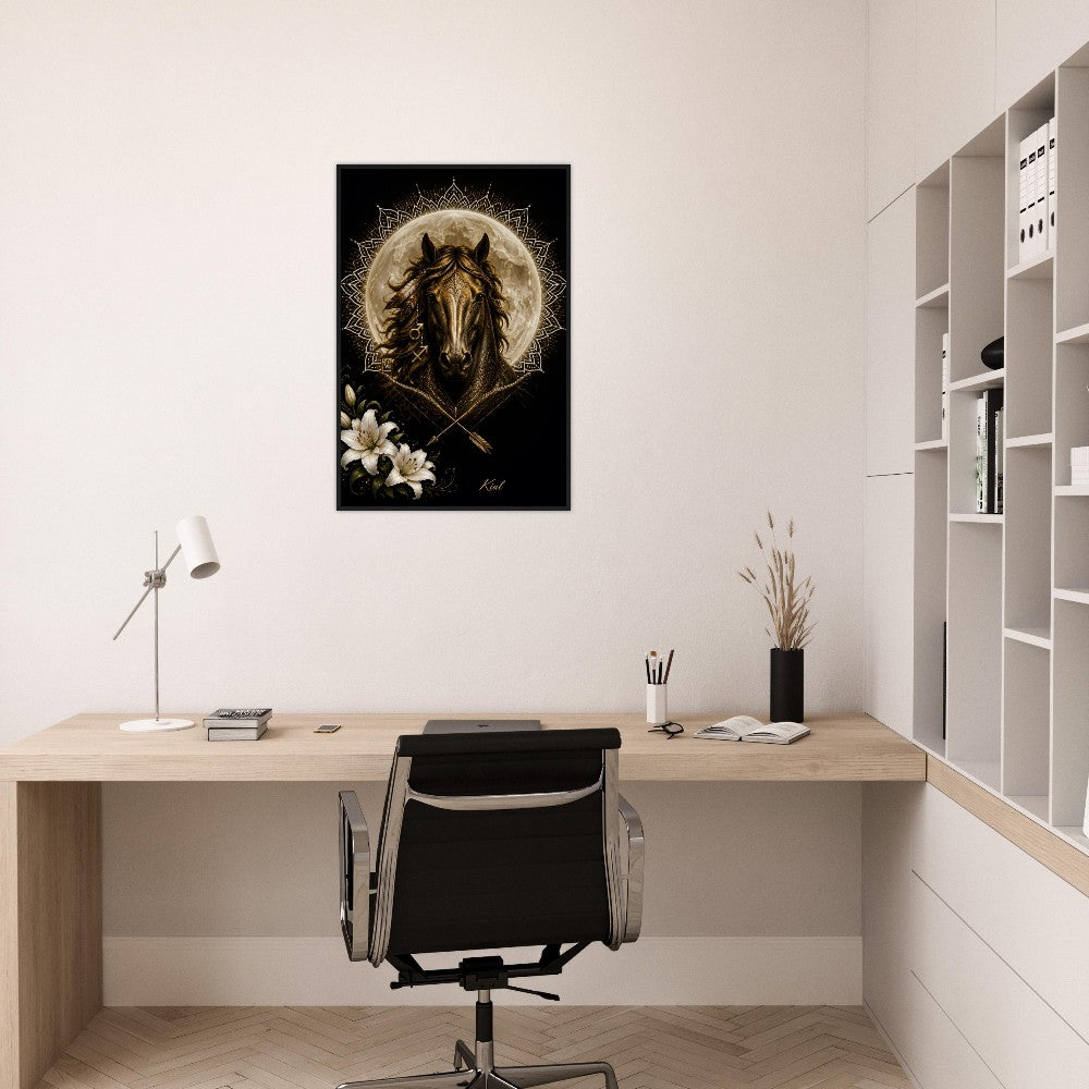 Sagittarius Zodiac Horse Poster, Gold Wall Art, Zodiac Gift for Him, Danish Art Studio