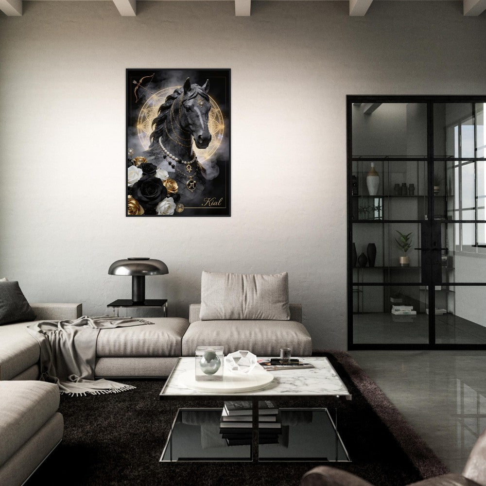 Sagittarius Zodiac Horse Poster, Gold Wall Art, Zodiac Gift for Her, Danish Art Studio