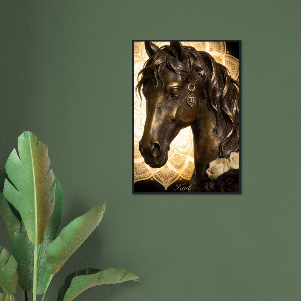 Sagittarius Zodiac Horse Poster, Gold Wall Art, Zodiac Gift for Him, Danish Art Studio
