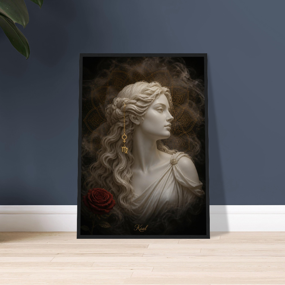 Virgo Zodiac Maiden Poster, Gold Wall Art, Astrology Canvas, Maiden Portrait, Zodiac Gift for Her, Danish Art Studio