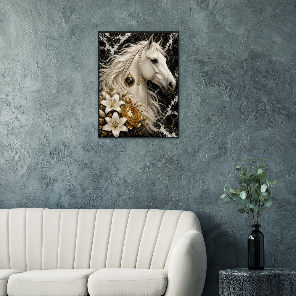 Sagittarius Zodiac Horse Poster, Gold Wall Art, Zodiac Gift for Him, Danish Art Studio