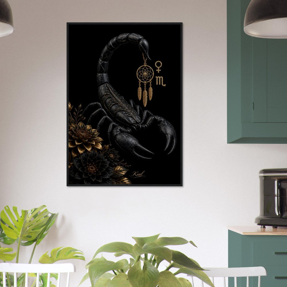 Scorpio Zodiac Scorpion Poster, Gold Wall Art, Zodiac Gift for Her, Danish Art Studio