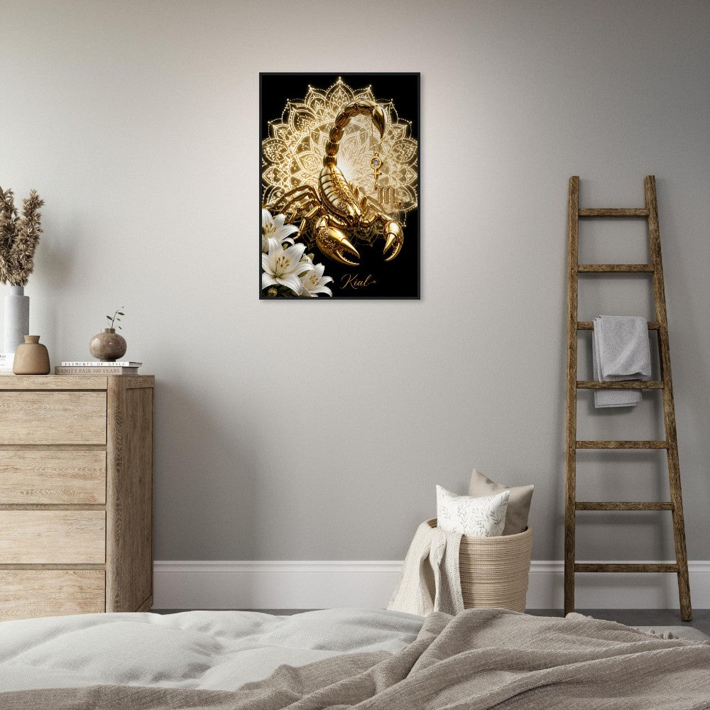 Scorpio Zodiac Scorpion Poster, Gold Wall Art, Zodiac Gift for Her, Danish Art Studio
