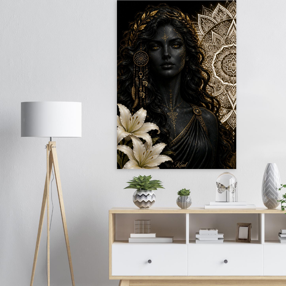 Virgo Zodiac Maiden Poster, Gold Wall Art, Astrology Canvas, Maiden Portrait, Zodiac Gift for Her, Danish Art Studio