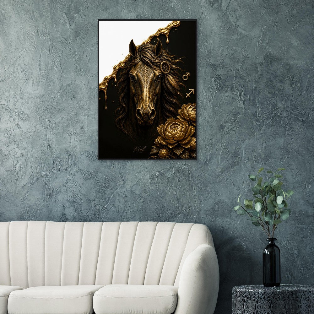 Sagittarius Zodiac Horse Poster, Gold Wall Art, Zodiac Gift for Him, Danish Art Studio