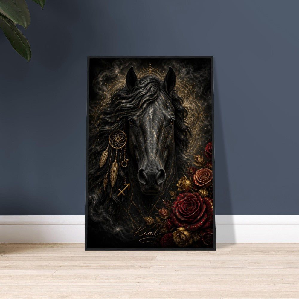Sagittarius Zodiac Horse Poster, Gold Wall Art, Zodiac Gift for Him, Danish Art Studio