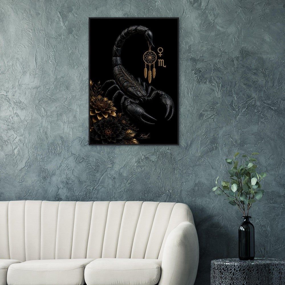 Scorpio Zodiac Scorpion Poster, Gold Wall Art, Zodiac Gift for Her, Danish Art Studio