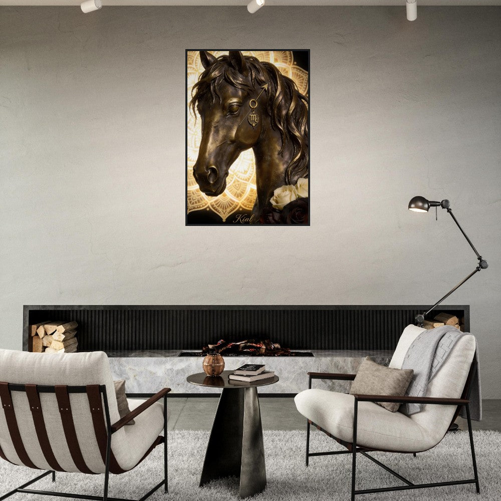 Sagittarius Zodiac Horse Poster, Gold Wall Art, Zodiac Gift for Him, Danish Art Studio