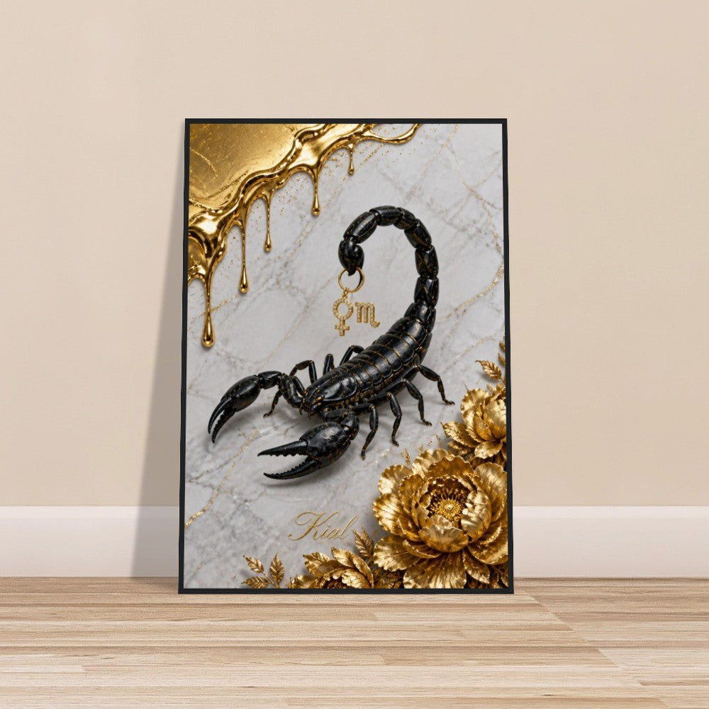 Scorpio Zodiac Scorpion Poster, Gold Wall Art, Zodiac Gift for Her, Danish Art Studio