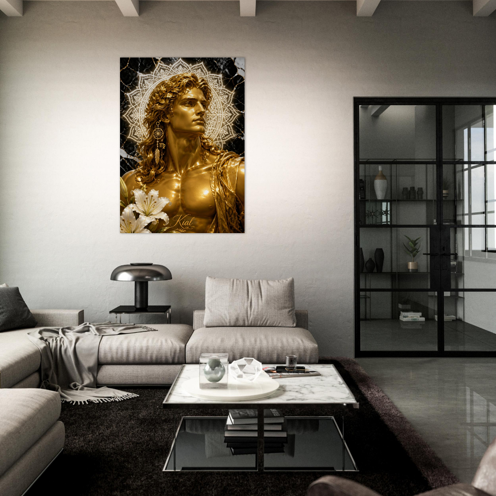 Virgo Zodiac Maiden Poster, Gold Wall Art, Astrology Canvas, Maiden Portrait, Zodiac Gift for Him, Danish Art Studio