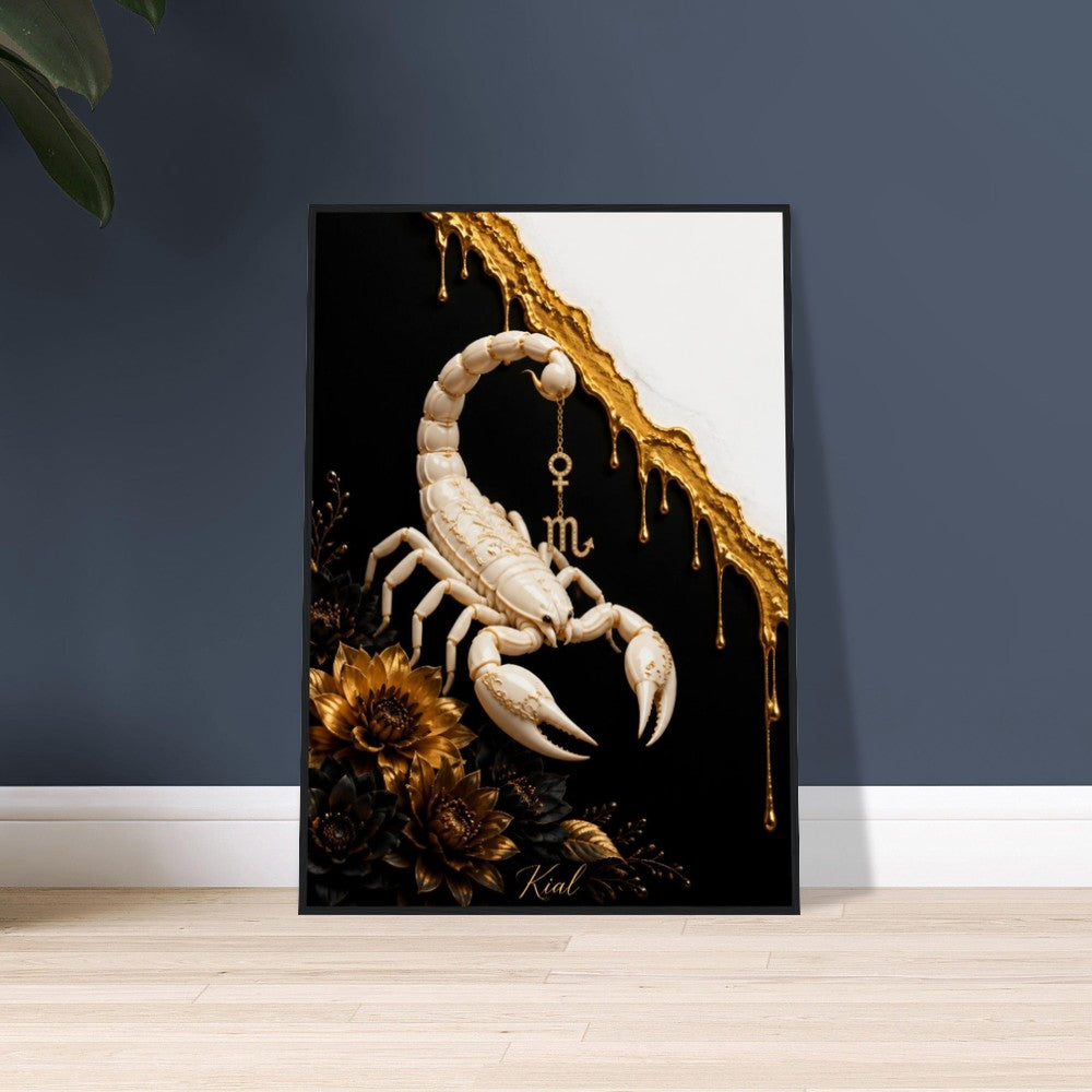 Scorpio Zodiac Scorpion Poster, Gold Wall Art, Zodiac Gift for Her, Danish Art Studio