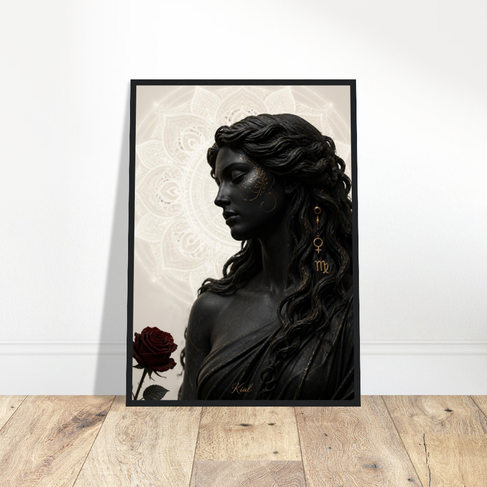 Virgo Zodiac Maiden Poster, Gold Wall Art, Astrology Canvas, Maiden Portrait, Zodiac Gift for Her, Danish Art Studio