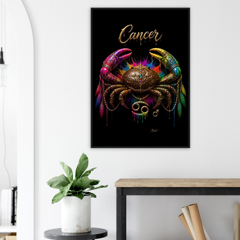 Krebs Neon Sternzeichen Krabben Poster, Bunte Wandkunst, Künstlerische Astrologie Leinwand, Sternzeichen Geschenk für Ihn, Danish Art Studio