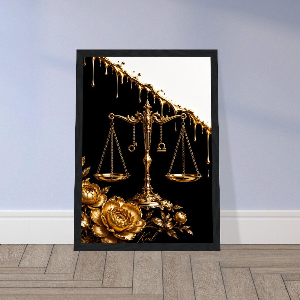 Libra Zodiac Scales Poster, Gold Wall Art, Astrology Canvas, Scales Portrait, Zodiac Gift for Him, Danish Art Studio