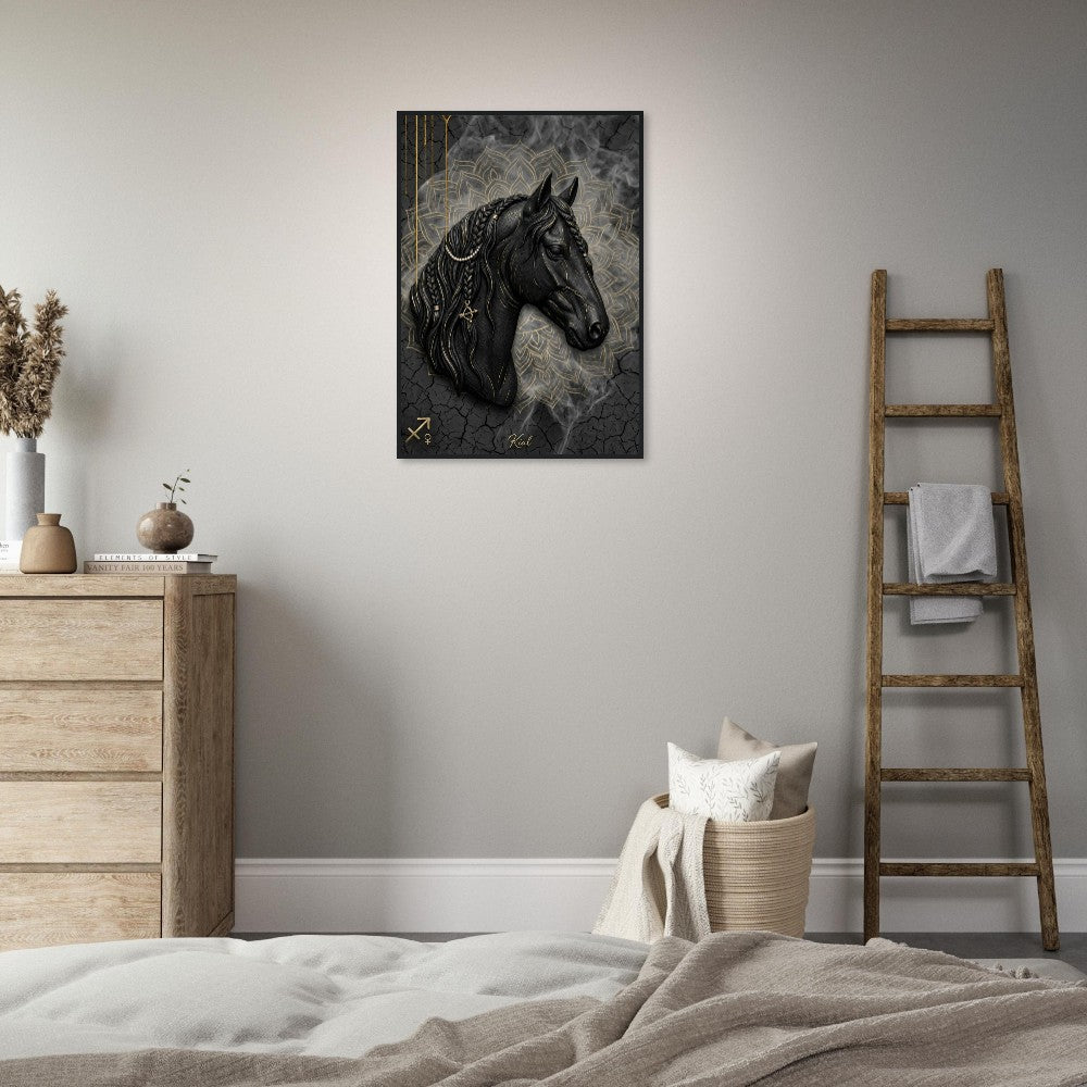 Sagittarius Zodiac Horse Poster, Gold Wall Art, Zodiac Gift for Her, Danish Art Studio