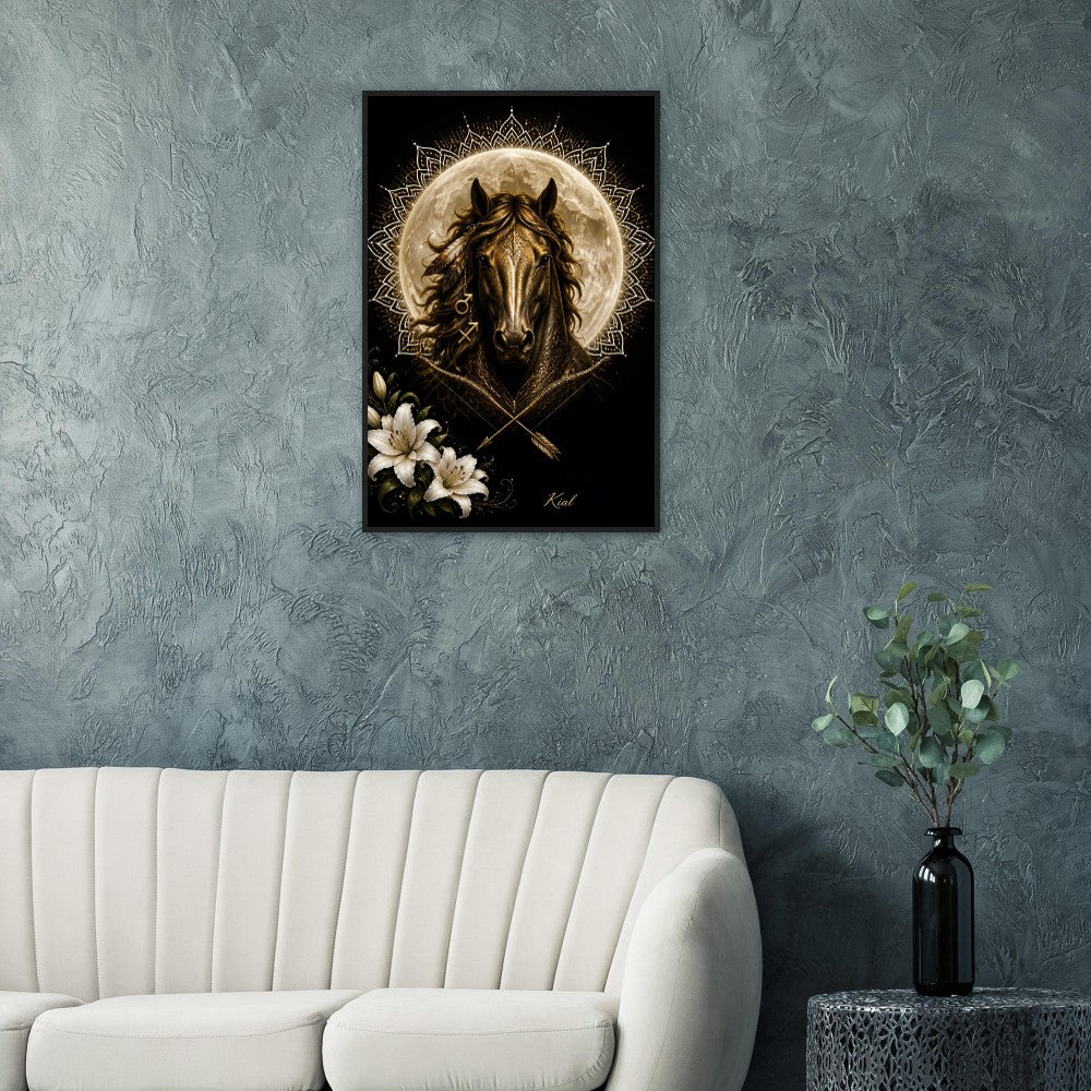 Sagittarius Zodiac Horse Poster, Gold Wall Art, Zodiac Gift for Him, Danish Art Studio