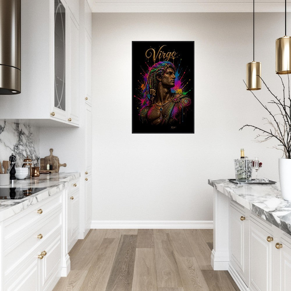 Virgo Neon Zodiac Maiden Poster, Colorful Wall Art, Artistic Astrology Canvas, Zodiac Gift for Him, Danish Art Studio