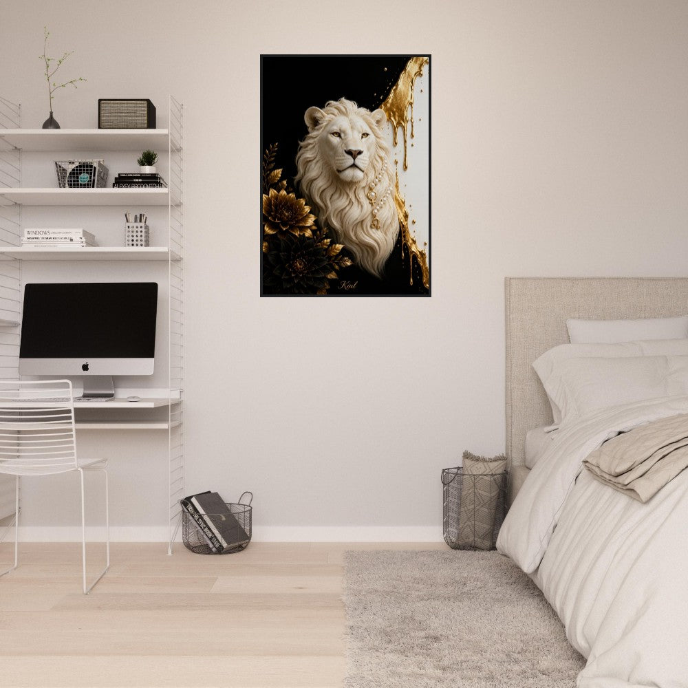 Leo Zodiac Lion Poster, Gold Wall Art, Astrology Canvas, Lion Portrait, Zodiac Gift for Her, Danish Art Studio