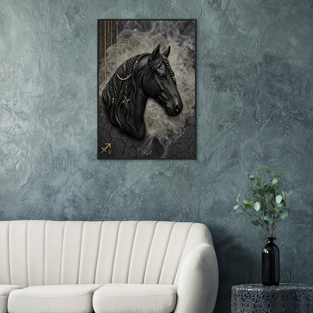 Sagittarius Zodiac Horse Poster, Gold Wall Art, Zodiac Gift for Her, Danish Art Studio