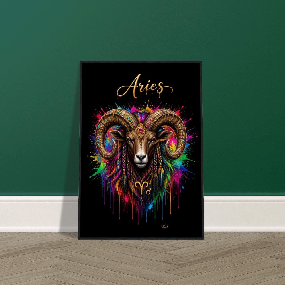 Vædderen Neon Stjernetegn Vædder Plakat, Farverig Vægkunst, Kunstnerisk Astrologi Lærred, Stjernetegnsgave til Ham, Dansk Kunststudie
