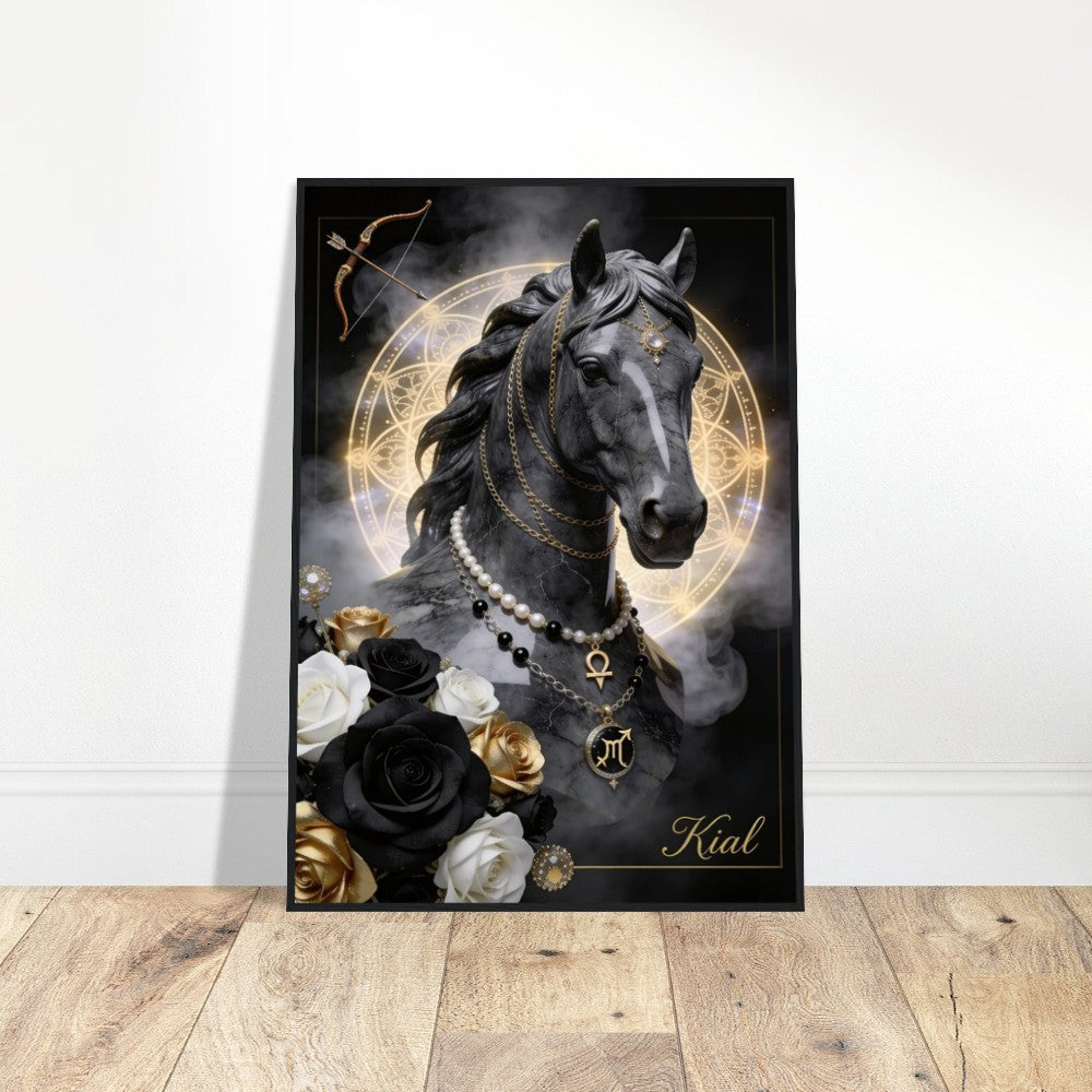 Sagittarius Zodiac Horse Poster, Gold Wall Art, Zodiac Gift for Her, Danish Art Studio