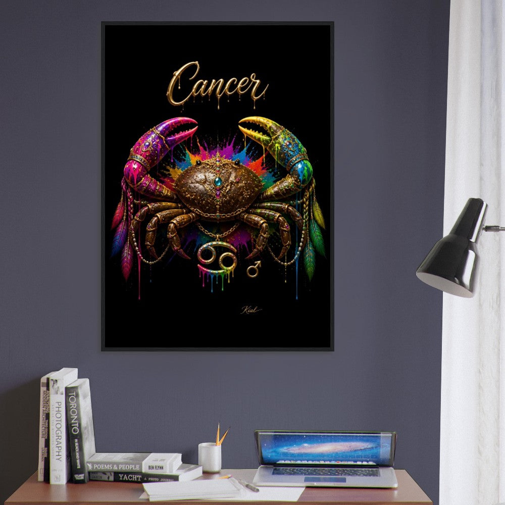 Krebs Neon Sternzeichen Krabben Poster, Bunte Wandkunst, Künstlerische Astrologie Leinwand, Sternzeichen Geschenk für Ihn, Danish Art Studio